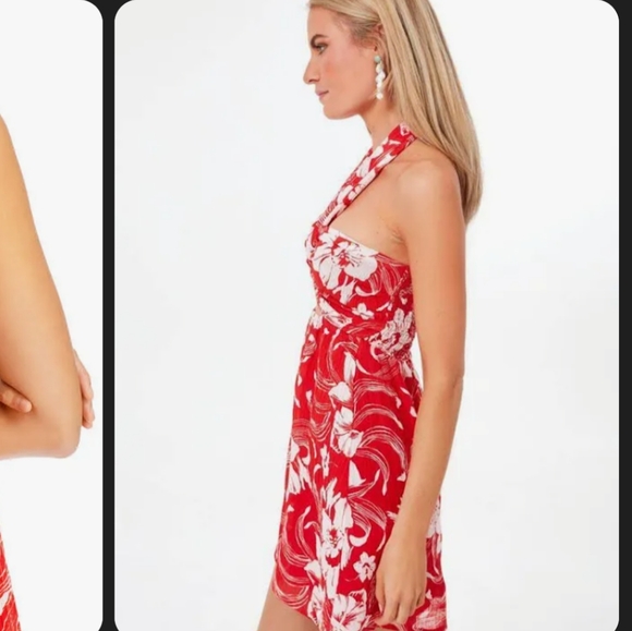 Faithfull the brand red floral halter dress 6 - Picture 3 of 3